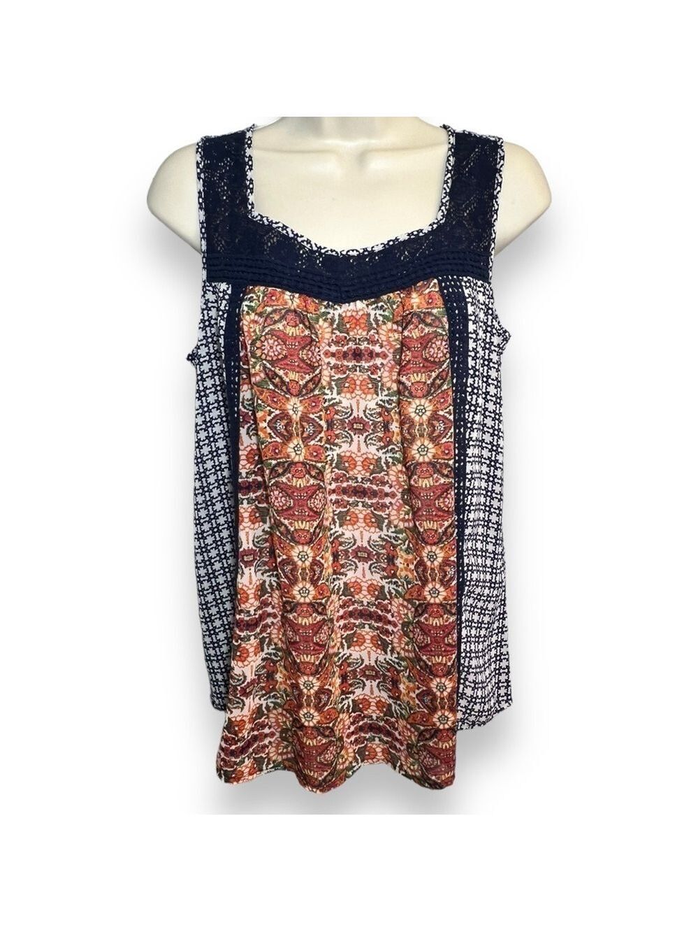Red Camel Women’s Sheer Lace Detail Tank Multicolor Size Medium